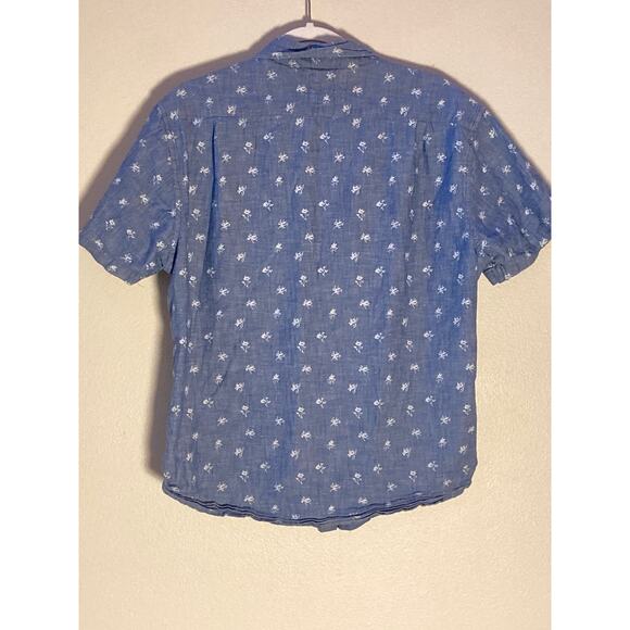Bonobos Short Sleeve Button Down Shirt Floral Print Chambray ~ Sz L Slim Fit - Picture 8 of 8